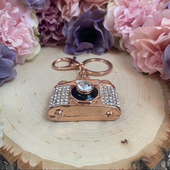 Crystal and Gold Camera Keychain Charm - Picture 8 of 12